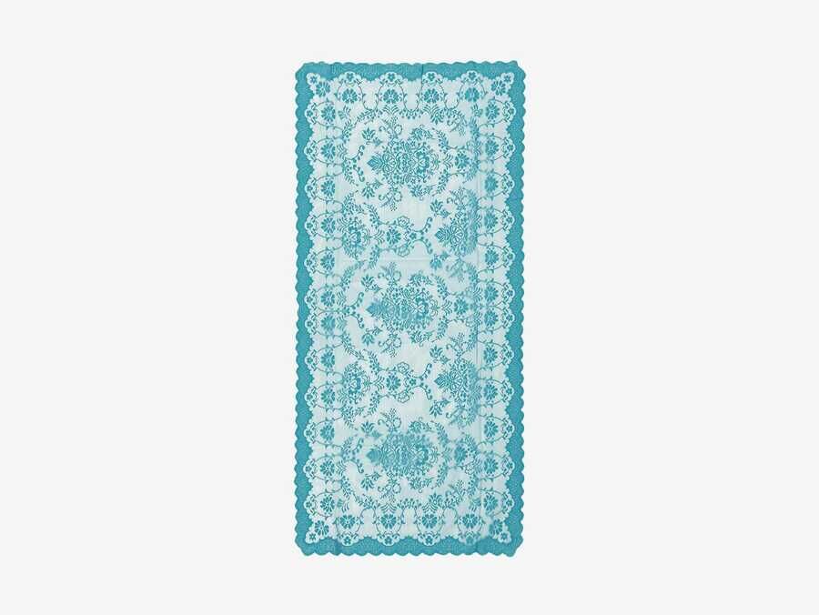  Knitted Panel Patterned Console Cover Bahar Dark Cyan