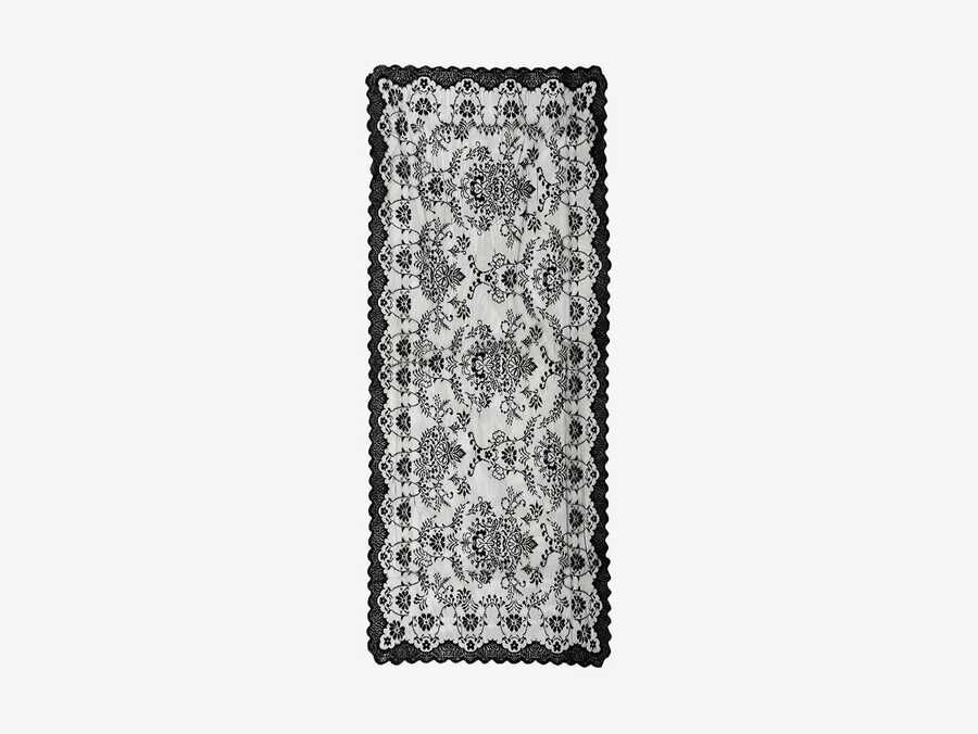  Knitted Panel Patterned Console Cover Bahar Black