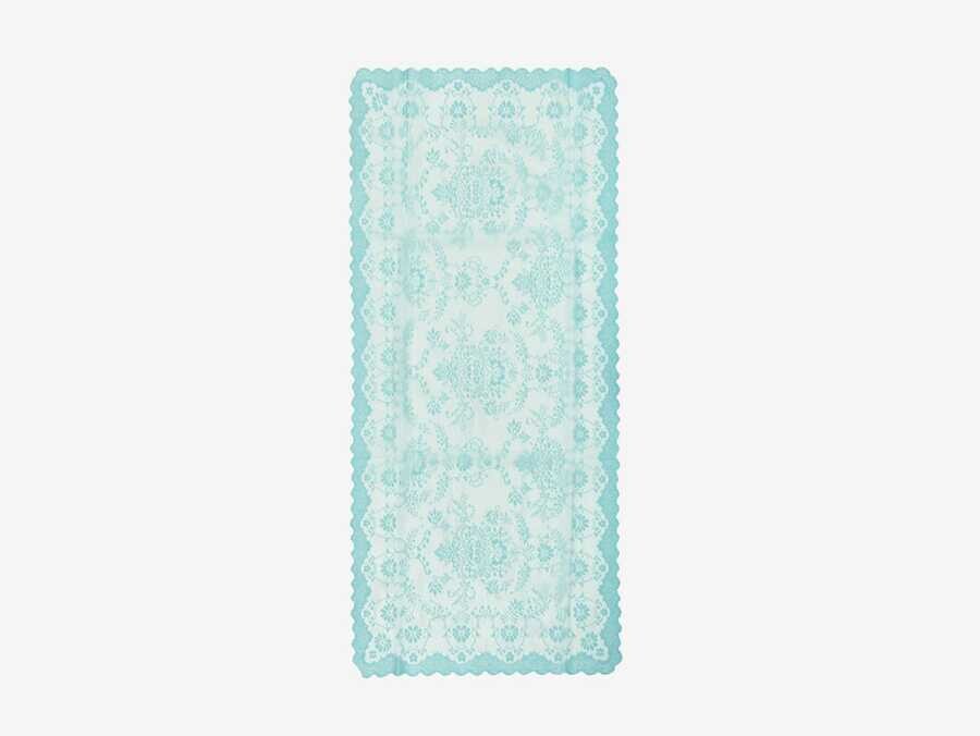Dowry World - Knitted Panel Patterned Console Cover Bahar Turquoise Dowry World - Knitted Panel Patterned Console Cover Bahar Turquoise