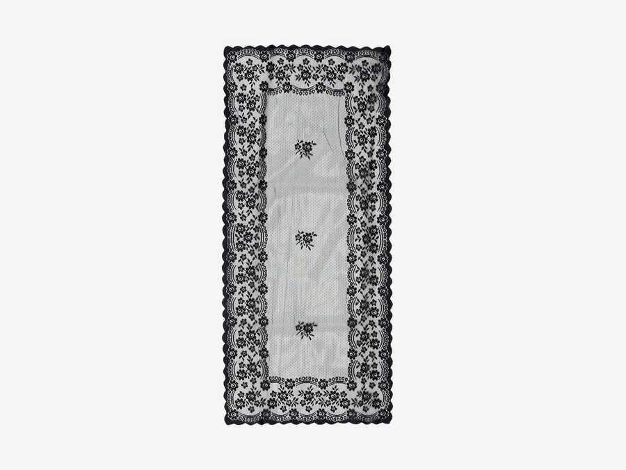 Dowry World - Knitted Panel Patterned Console Cover Narin Black Dowry World - Knitted Panel Patterned Console Cover Narin Black