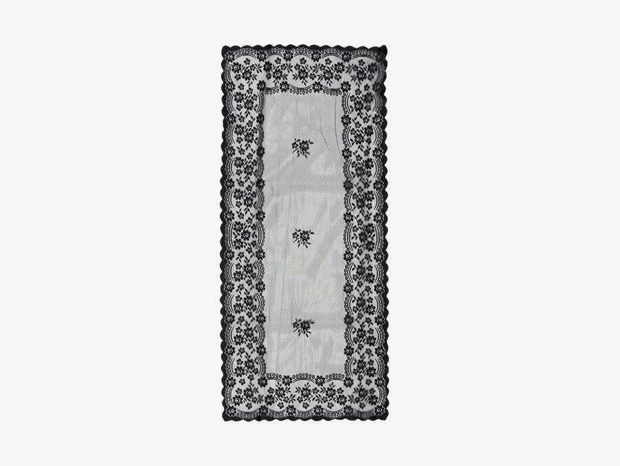  Knitted Panel Patterned Console Cover Narin Black