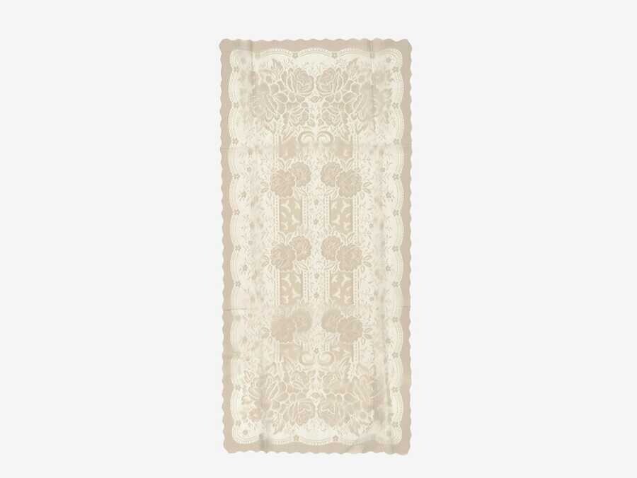 Dowry World - Knitted Panel Patterned Console Cover Sultan Cappucino