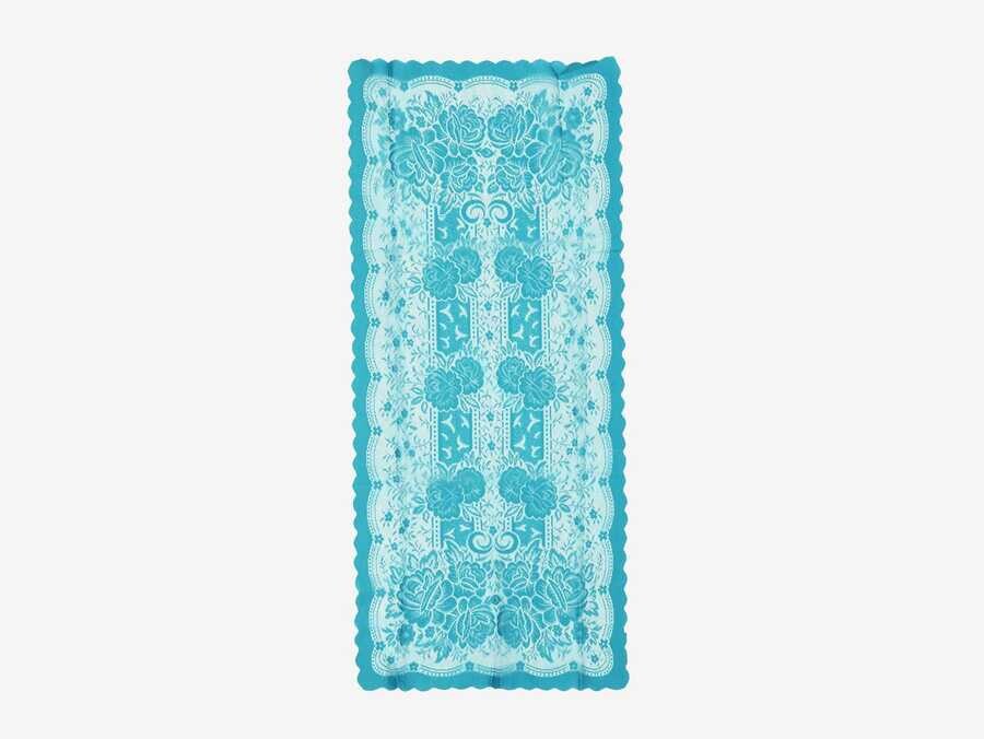 Dowry World - Knitted Panel Pattern Console Cover Sultan Dark Cyan