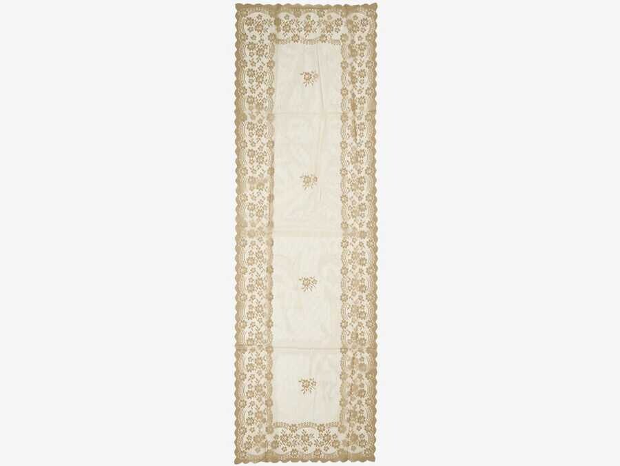 Dowry World - Knitted Panel Patterned Runner Narin Cappucino