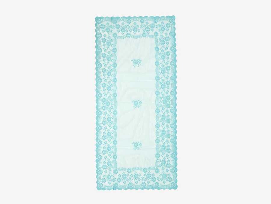 Dowry World - Knitted Panel Patterned Runner Narin Turquoise