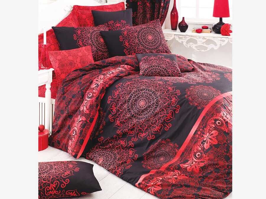 Osmanlı 100% Cotton Double Duvet Cover Set Red