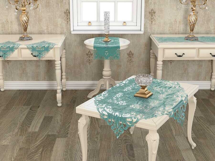 Dowry World - Osmanlı طقم مفارش صالون مخملي 5 قطع