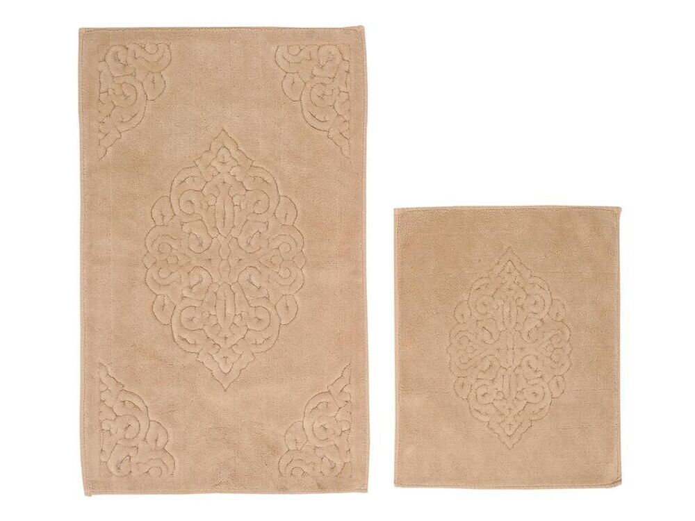 Ottoman Cotton Bath Mat Set of 2 Beige - Thumbnail