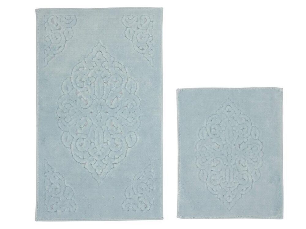 Ottoman Cotton Bath Mat Set of 2 Cyan - Thumbnail