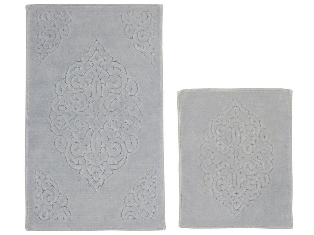 Ottoman Cotton Bath Mat Set of 2 Gray