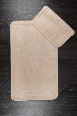 Çeyiz Diyarı - Ottoman Bath Mat Set 2 pcs, 60 x 100, 50 x 60, %100 Cotton Fabric Cappuccino Çeyiz Diyarı - Ottoman Bath Mat Set 2 pcs, 60 x 100, 50 x 60, %100 Cotton Fabric Cappuccino