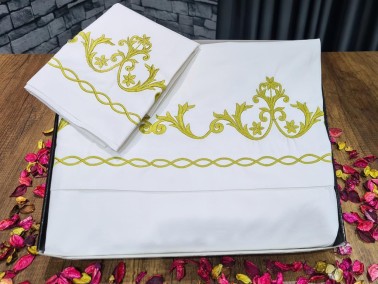 Ottoman Duvet Cover Set Embroidered 100% Cotton 6 Pieces Cream - Thumbnail
