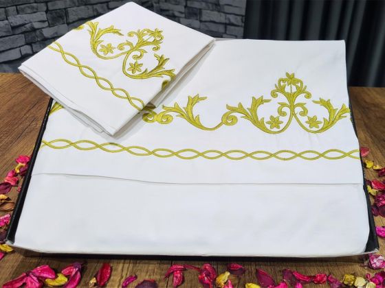 Ottoman Duvet Cover Set Embroidered 100% Cotton 6 Pieces Cream