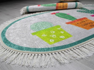 Oval Fringed 2 Piece Bath Mat Set Cactus Gray - Thumbnail