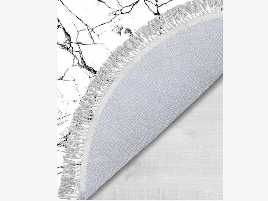 Oval Fringed 2-Piece Bath Mat Set Crack Wall White - Thumbnail