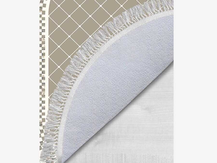 Oval Fringed 2-Piece Bath Mat Set Dama Cappuccino - Thumbnail