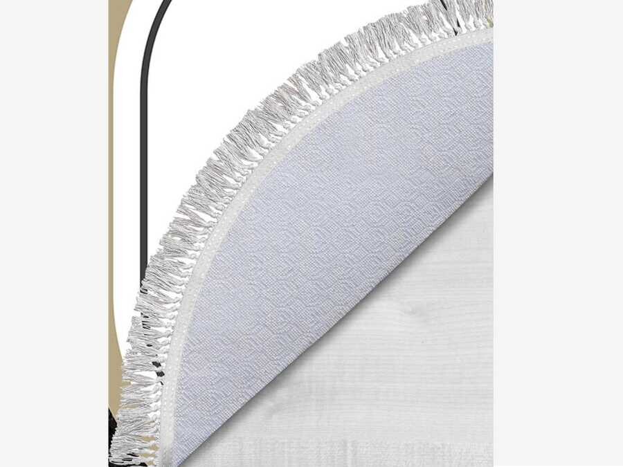 Oval Fringed 2-Piece Bath Mat Set Serik White - Thumbnail