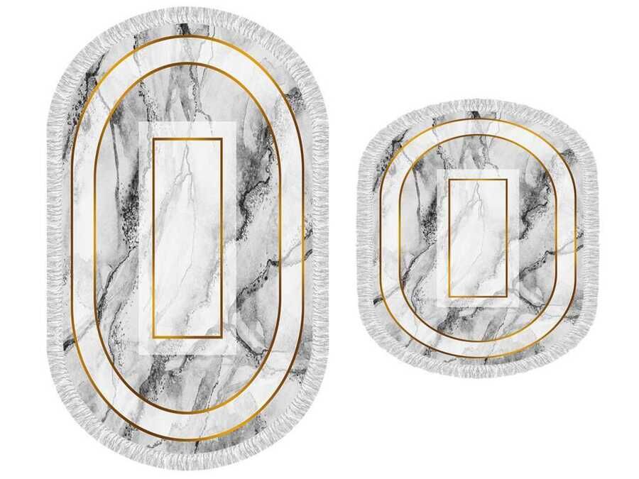Oval Fringed 2-Piece Bath Mat Set Shape 