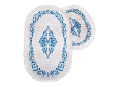Çeyiz Diyarı - Palace Oval Bath Mat Set 2 Pcs Gray Çeyiz Diyarı - Palace Oval Bath Mat Set 2 Pcs Gray