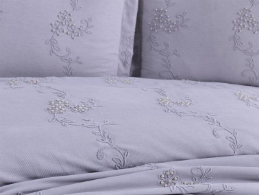 Palermo Bedspread Set 6pcs, Coverlet 255x255, Sheet 240x250, Pillowcase 50x70, Double Size, Grey - Thumbnail