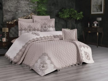 Çeyiz Diyarı - Pamela Quilted Double Bedspread Set Gray Çeyiz Diyarı - Pamela Quilted Double Bedspread Set Gray