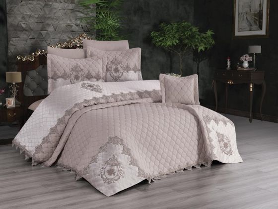 Pamela Quilted Double Bedspread Set Gray