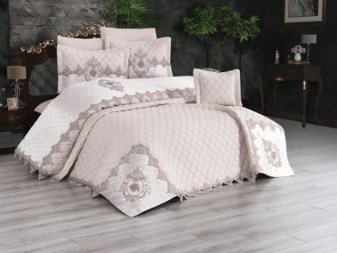 Çeyiz Diyarı - Pamela Quilted Double Bedspread Set Cream Çeyiz Diyarı - Pamela Quilted Double Bedspread Set Cream