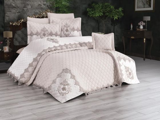 Pamela Quilted Double Bedspread Set Cream