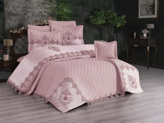 Pamela Quilted Double Bedspread Set Powder