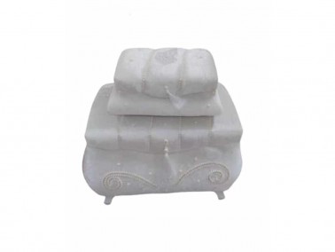 Dowry World - Pamela Lüks Taşlı Püsküllü 2'li Çeyiz Sandığı Krem Dowry World - Pamela Lüks Taşlı Püsküllü 2'li Çeyiz Sandığı Krem