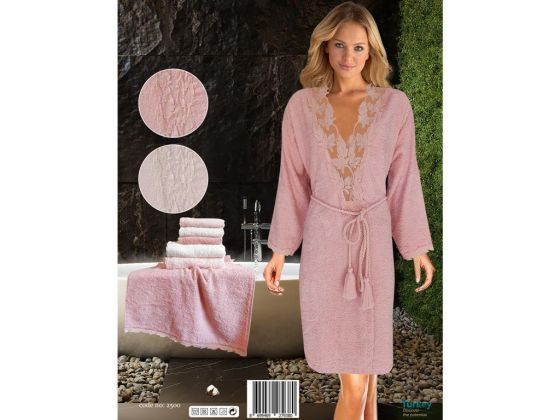 Cotton Lacy Women's Bathrobe Set Alinda