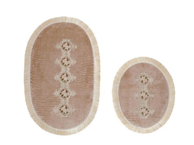 Pandora French Guipure 2 Pcs Bath Mat Set Cappucino - Thumbnail