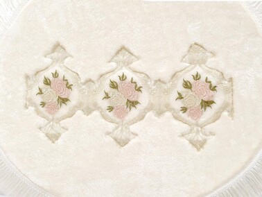 Pandora French Guipure 2 Pcs Bath Mat Set - Cream - Thumbnail