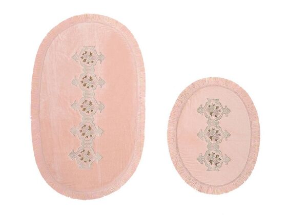 Pandora French Guipure 2 Pcs Bath Mat Set Powder