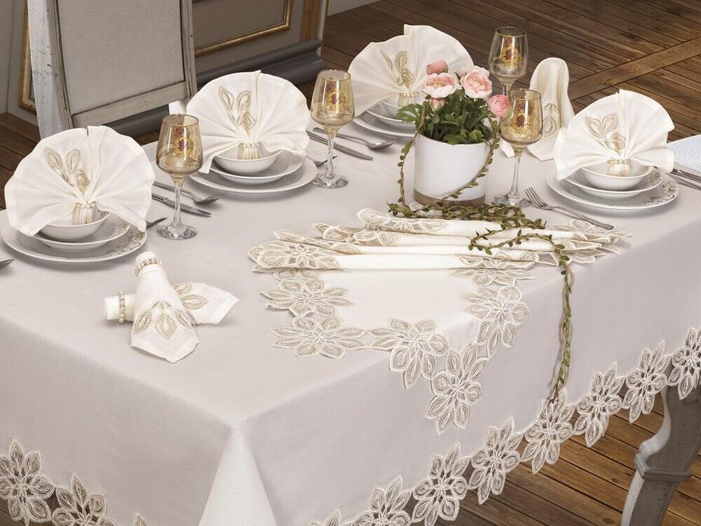 Daisy Table Cloth 26 Pieces Cream - Thumbnail