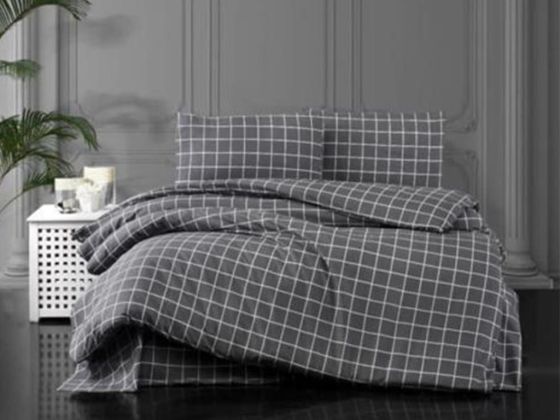 Pari Bedding Set 4 Pcs, Duvet Cover, Bed Sheet, Pillowcase, Double Size, Self Patterned, Wedding, Grey