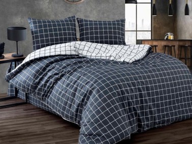 Çeyiz Diyarı - Pari Bedding Set 4 Pcs, Duvet Cover, Bed Sheet, Pillowcase, Double Size, Self Patterned, Wedding, Grey- White