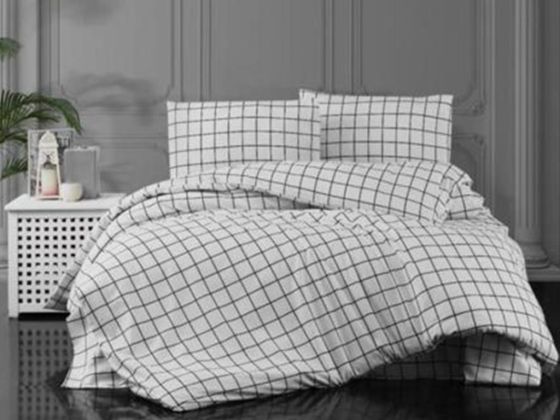 Pari Bedding Set 4 Pcs, Duvet Cover, Bed Sheet, Pillowcase, Double Size, Self Patterned, Wedding, White