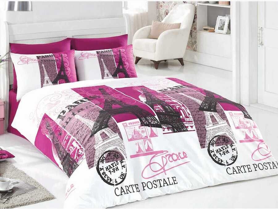  Paris 100% Cotton Double Duvet Cover Set Lila