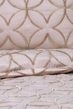 Parolin Quilted Bedspread Set 2pcs, Coverlet 180x240, Pillowcase 50x70, Single Size, Laced, Beige - Thumbnail