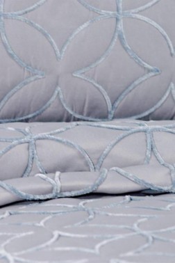 Parolin Quilted Bedspread Set 3pcs, Coverlet 180x240, Pillowcase 50x70, Single Size, Laced, Gray - Thumbnail