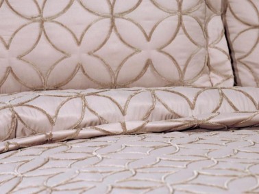 Parolin Quilted Bedspread Set 3pcs, Coverlet 250x260, Pillowcase 50x70, Double Size, Laced, Beige - Thumbnail