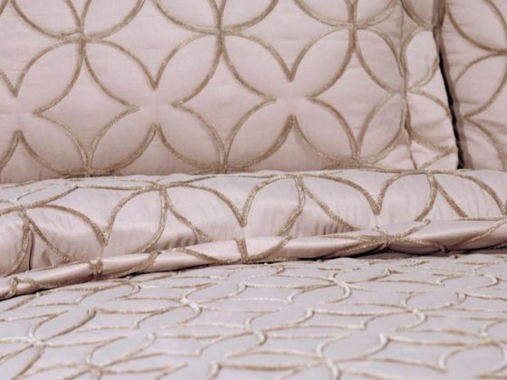 Parolin Quilted Bedspread Set 3pcs, Coverlet 250x260, Pillowcase 50x70, Double Size, Laced, Beige