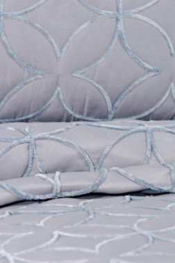 Parolin Quilted Bedspread Set 3pcs, Coverlet 250x260, Pillowcase 50x70, Double Size, Laced, Gray - Thumbnail