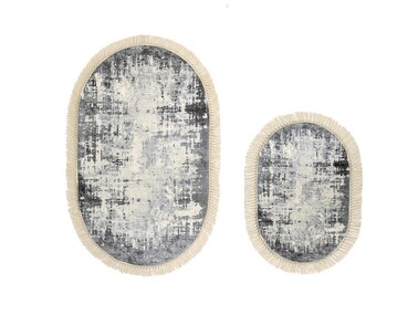 Particle Oval Bath Mat Set 2 Pcs - Dark gray - Thumbnail