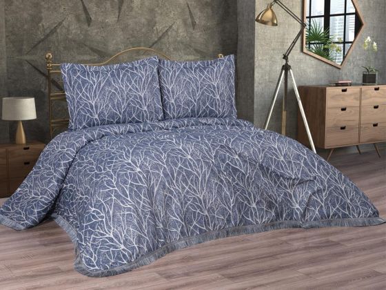 Pastel Double Size Bedspread Set, Coverlet 250x255 cm Indıgo