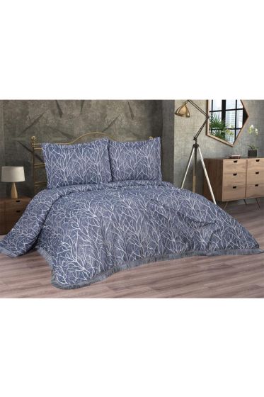 Pastel Double Size Bedspread Set, Coverlet 250x255 cm Indıgo