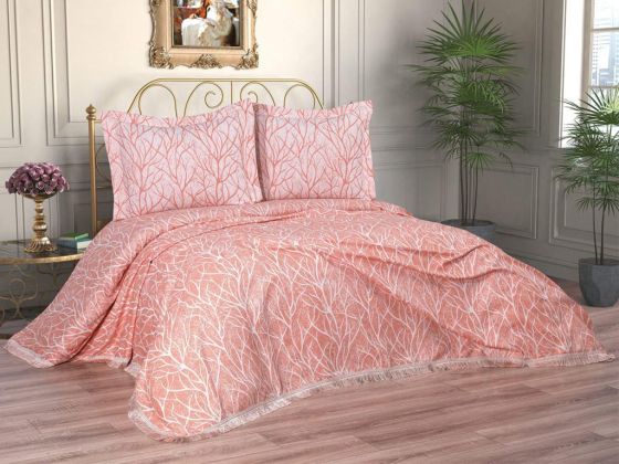 Pastel Double Size Bedspread Set, Coverlet 250x255 cm Light Pink