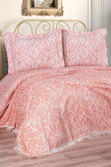 Pastel Double Size Bedspread Set, Coverlet 250x255 cm Light Pink