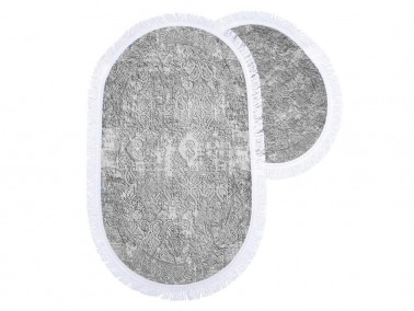Çeyiz Diyarı - Pastoral Oval Bath Mat Set 2 Pcs Gray Çeyiz Diyarı - Pastoral Oval Bath Mat Set 2 Pcs Gray